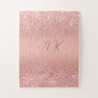 Puzzle Rose Gold Luxe Brillante Monogramme Élégant