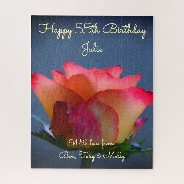 Puzzle Rose Joyeux anniversaire personnalisable Jigsaw Pu (Vertical)