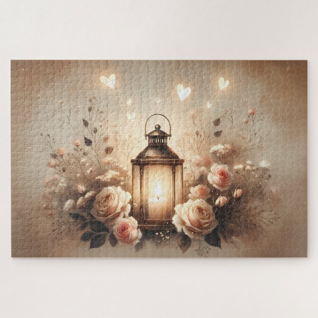 Puzzle Rose Lantern Glow Bouquet (Horizontal)