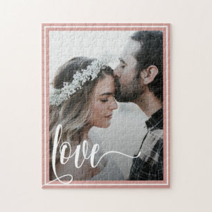 Puzzle Rose moderne Gold Love Script Photo Saint Valentin