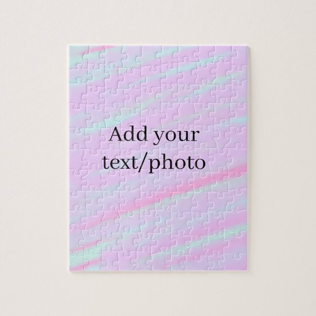 Puzzle Rose pastel vert ajouter photo texte aquarelle rét (Vertical)