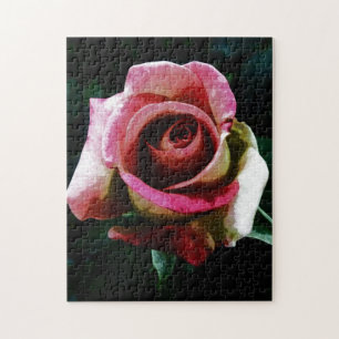 Puzzle Rose peinte à l'huile en rouge