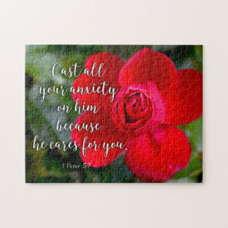 Puzzle Rose Posez toute votre angoisse Bible chrétienne V