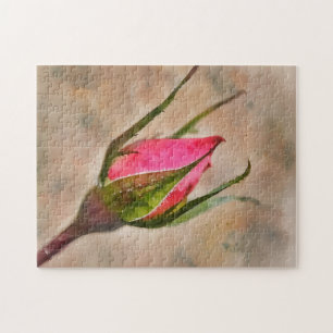 Puzzle Rose Rose Bud Jardin Aquarelle Style Art