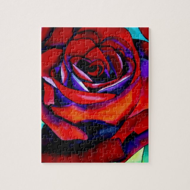 Puzzle Rose rouge macro art original (Vertical)