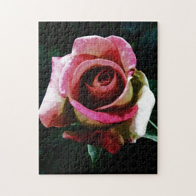 Puzzle Rose rouge peinte à l'huile (Vertical)