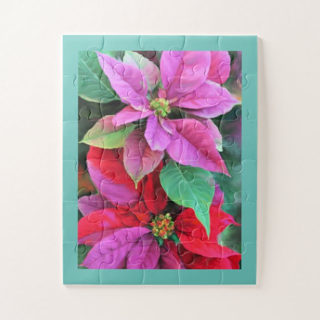 Puzzle rose/rouge Poinsettias (Vertical)