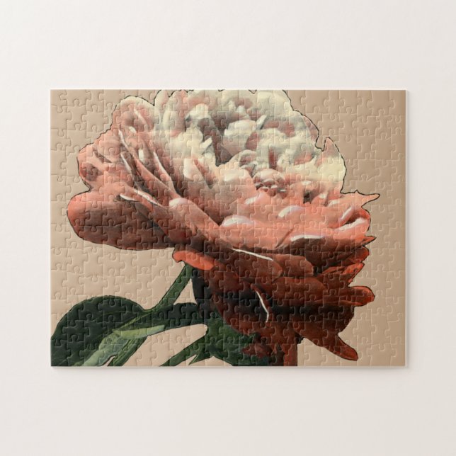 Puzzle Rose rouge rubis aux accents blancs (Horizontal)