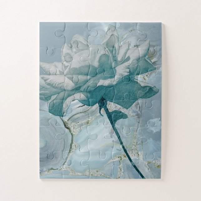Puzzle Rose turquoise (Vertical)
