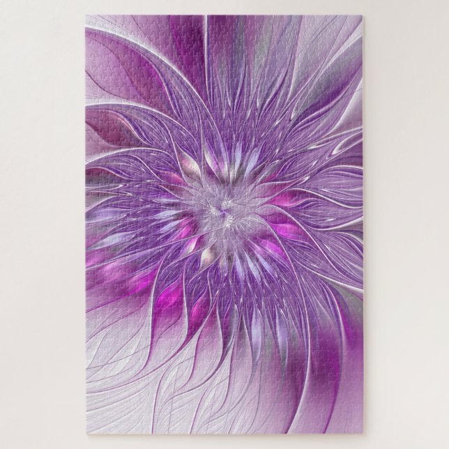 Puzzle Rose violet passion Fleur Art Abstrait Fractal (Vertical)