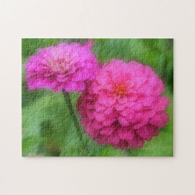 Puzzle Rose Zinnia Fleurs Nature (Horizontal)