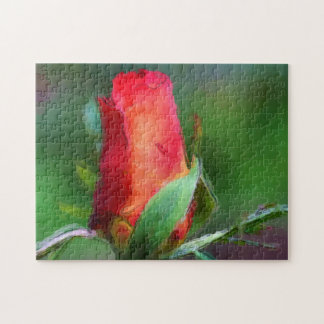Puzzle Rosebud rouge aquarelle couleur de la fleur Peintu
