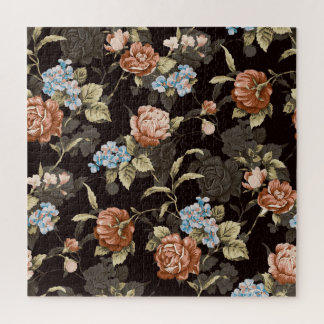 Puzzle Roses botaniques : motif floral abstrait.