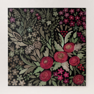 Puzzle Roses d'aquarelle sur un arrière - plan noir, aqua