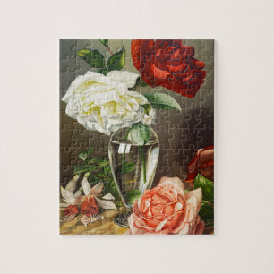 Puzzle Roses de jardin anciennes dans un vase en verre