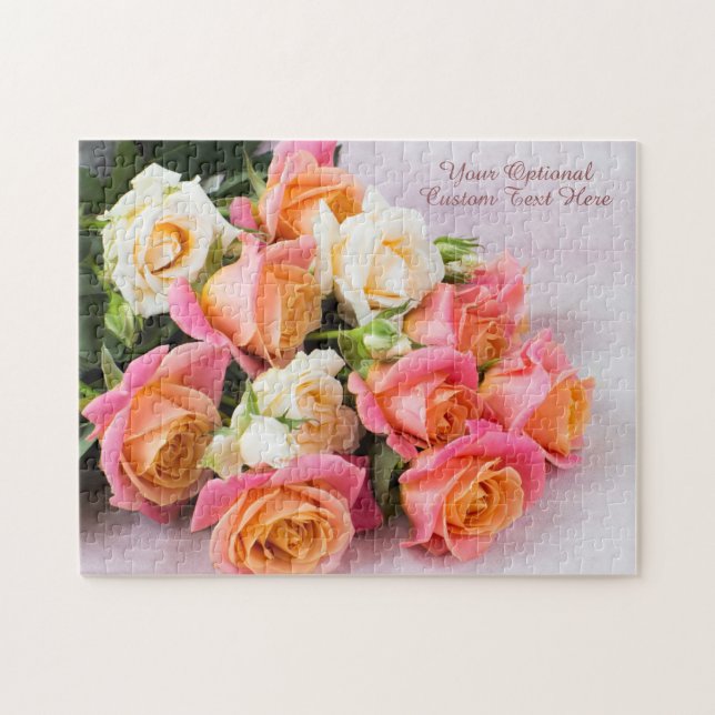 Puzzle Roses de texte personnalisés (Horizontal)