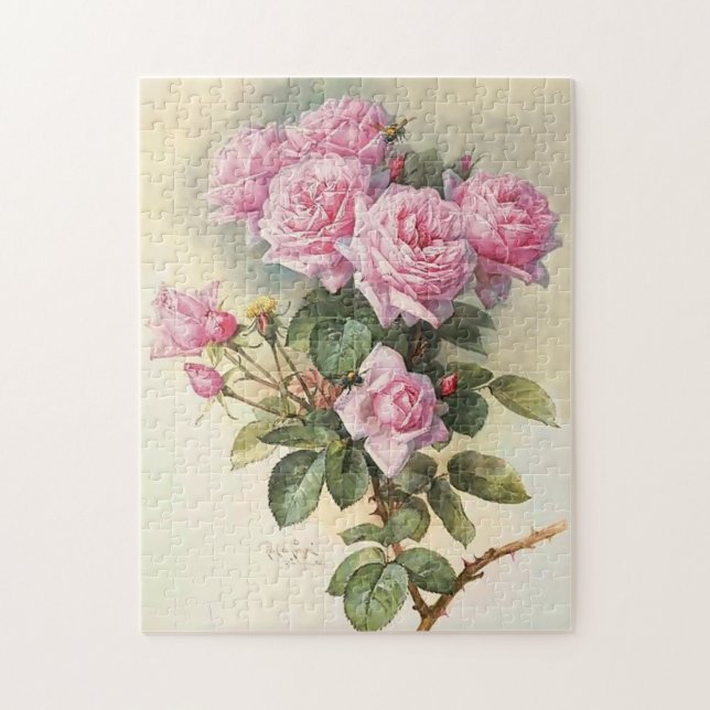 Puzzle Roses et bourdons Paul de Longpre Art (Vertical)