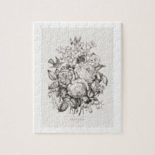 Puzzle Roses et jacintes (1870) art chromolithographie. f