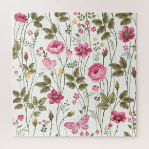Puzzle Roses et papillons : Floral Seamless