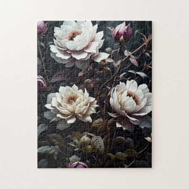 Puzzle Roses noires et blanches Aquarelle ai art (Vertical)