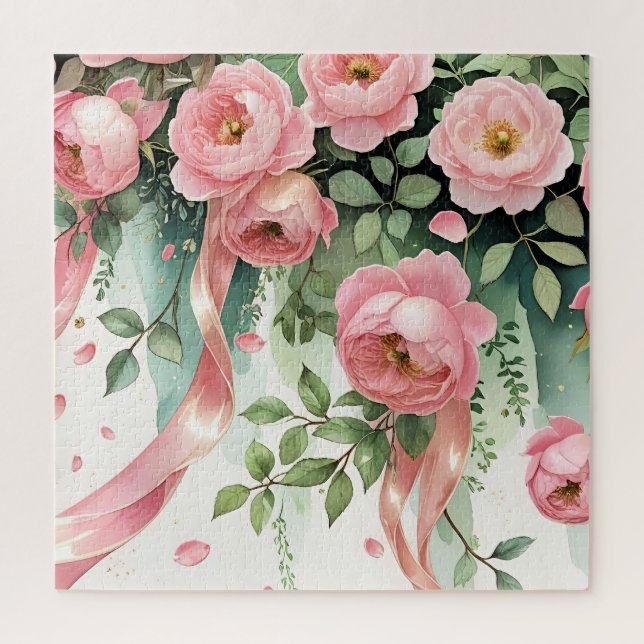 Puzzle Roses roses et rubans (Vertical)