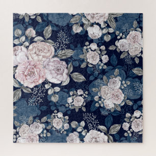 Puzzle Roses roses roses Bleu foncé : Vintage