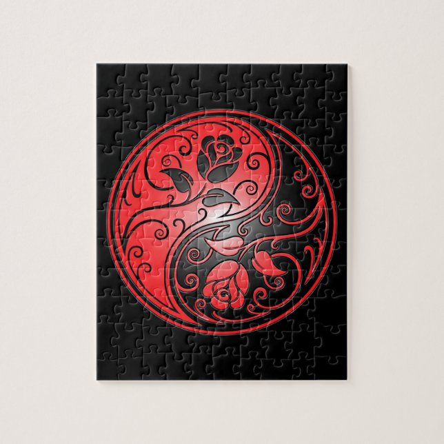 Puzzle Roses, rouge et noir de Yin Yang (Vertical)
