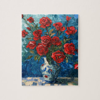 Puzzle Roses rouges dans un casse-tête de vase