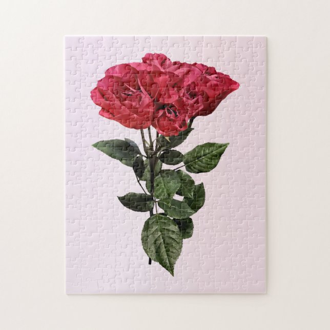 Puzzle Roses rouges et feuilles (Vertical)