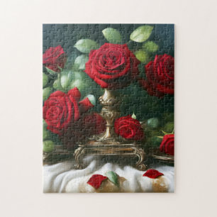 Puzzle Roses rouges florales vintages