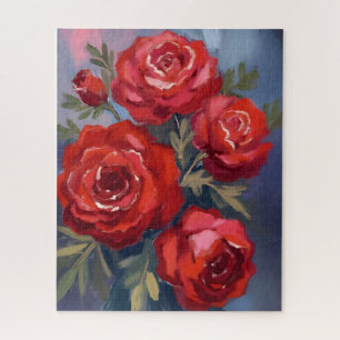 Puzzle Roses Rouges Peinture Aquarelle Florale
