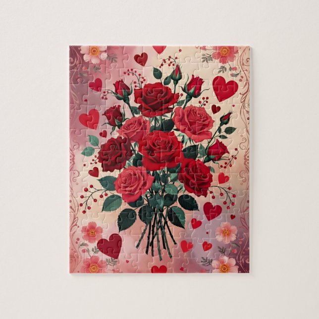 Puzzle Roses rouges, Saint-Valentin, (Vertical)