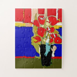 Puzzle Roses rouges Vase Art déco