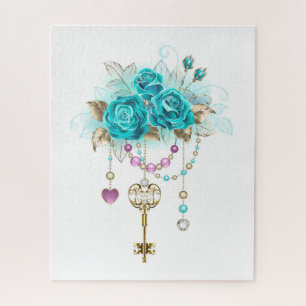 Puzzle Roses Turquoise avec Clés