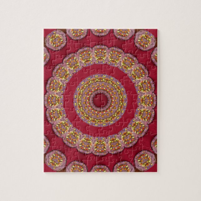Puzzle Rosettes Mandala Rouge Or Jaune (Vertical)