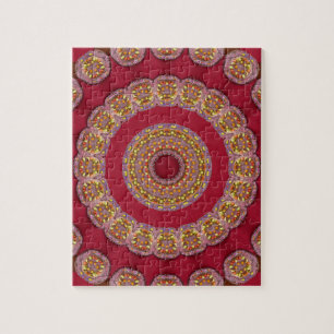 Puzzle Rosettes rouge or jaune Mandala