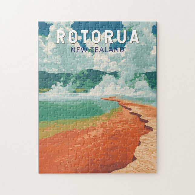Puzzle Rotorua Nouvelle-Zélande Illustration Voyage Art R (Vertical)