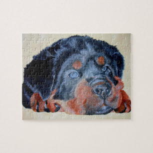Puzzle Rottweiler Chiot Artistique Portrait pour Animaux