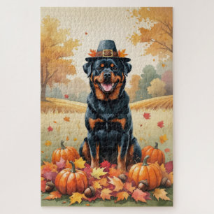 Puzzle Rottweiler dans les feuilles d'automne Art de Than