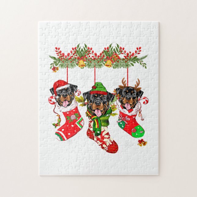 Puzzle Rottweiler en Chaussettes Noël Noël Noël Chapeau N (Vertical)
