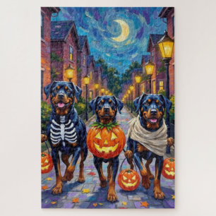 Puzzle Rottweiler faisant Trick-or-Treat dans des costume