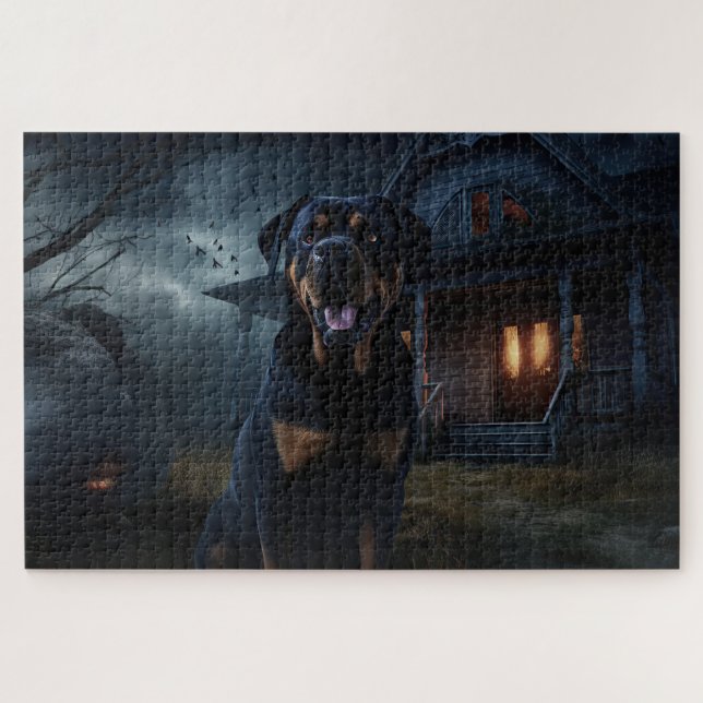 Puzzle Rottweiler Halloween Scary  (Horizontal)