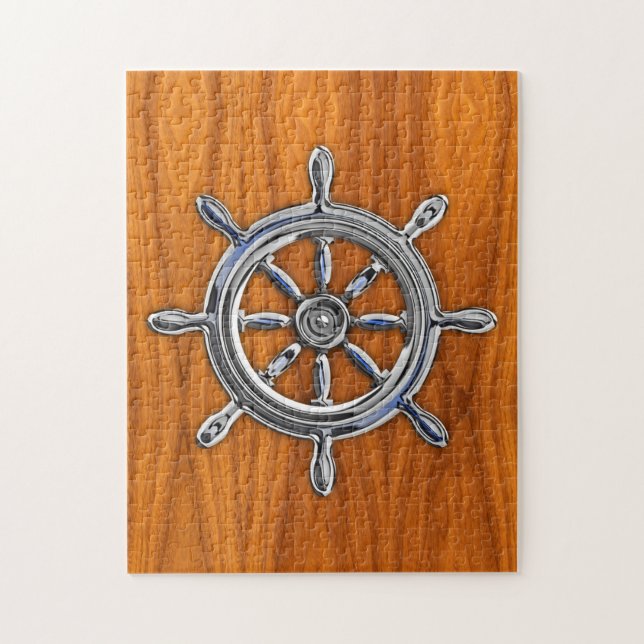 Puzzle Roue nautique sur la chaussée de teck (Vertical)