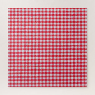Puzzle Rouge À damiers Nappe Gros Plan.