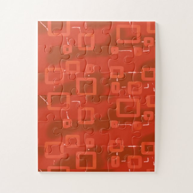 Puzzle Rouge Abstrait Géométrique Fantaisiste  (Vertical)