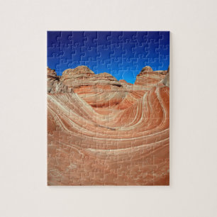 Puzzle Rouge, beige et jaune strié au vent et