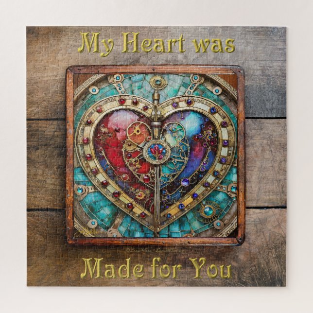 Puzzle Rouge & Bleu Vitrail Heart Steampunk Series (Vertical)