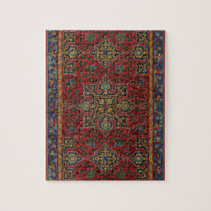 Puzzle Rouge et bleu classique, Motif de tapis persan