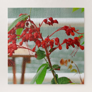 Puzzle rouge,exotique, floral, fleur, nature, arrière-pla