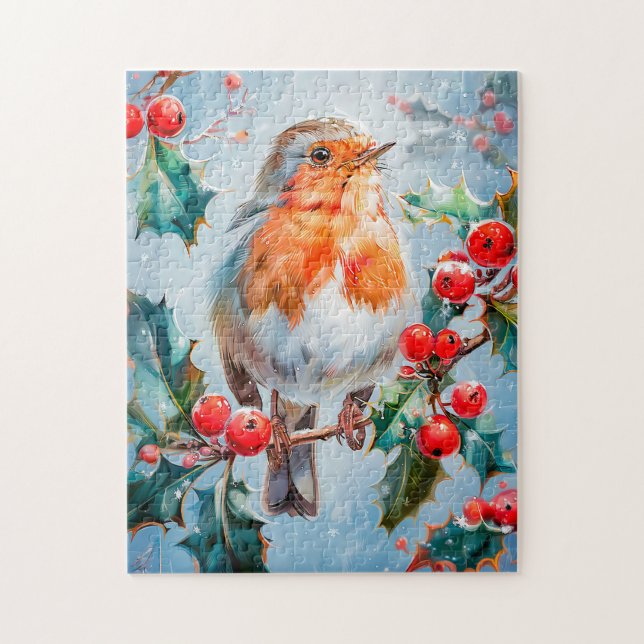 Puzzle Rouge-gorge dans l'art de style impressionniste de (Vertical)